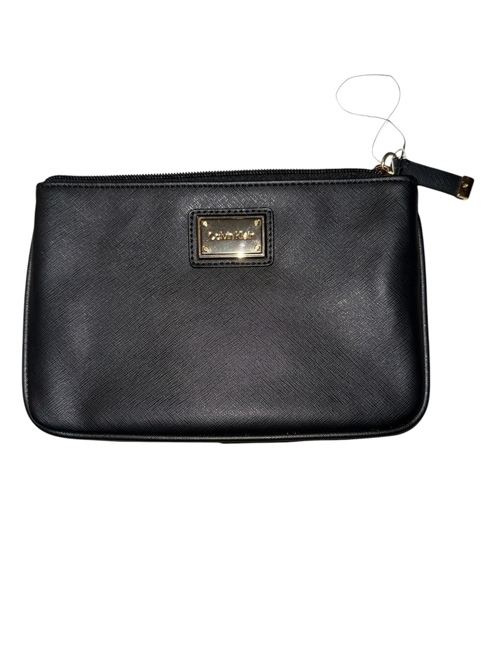 Calvin Klein Black Cosmetic Bag with Gold Plaque NWOT